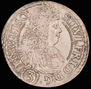 Württemberg Oels. 3 Kreuzer 1677 Silver