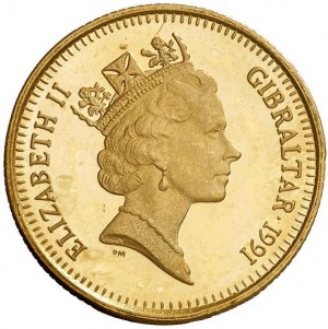 Gibraltar. 50 Pfund 70 Ecus 1991 Gold