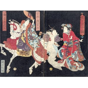 Utagawa Kunisada (Utagawa Toyokuni Ⅲ, 1786-1865), Japońska wersja życia Buddy, 1848