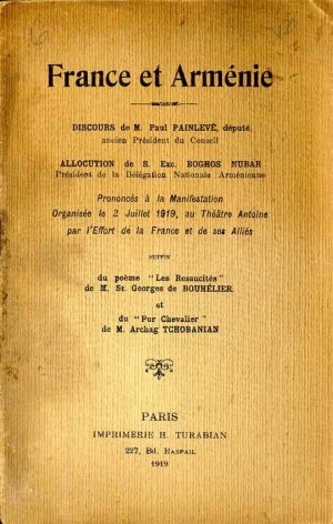 France et Arménie. Discours de M. Paul Painlevé. Allocution... Paris 1919