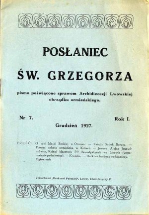 Le Messager de Saint Grégoire. La revue de l'archidiocèse de Lviv de rite arménien. R.1 (1927). No. 7