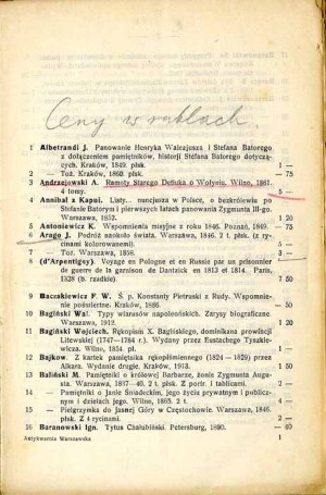 Warsaw Antiquarian Library. Catalog No. 2. Memoirs, travels, biographies 1913.