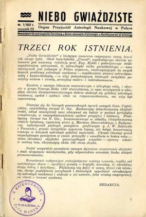 Starry Skies. Organ of the Friends of Scientific Astrology in Poland. R.3 (1937). No. 1-12 (January-December 1937).