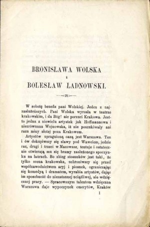 Karol Estreicher: Bronisława Wolska a Bolesław Ładnowski, 1899