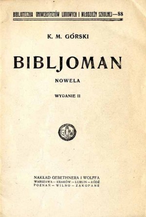 Konstanty Maria Gorski: Bibljoman. Novella, 2nd edition, 1925