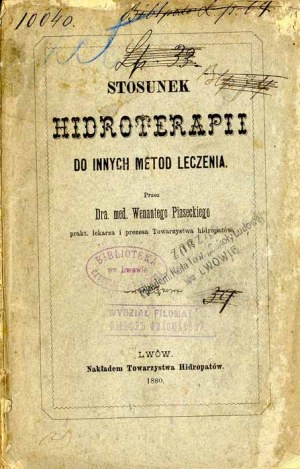 Wenanty Piasecki: Relation of hydrotherapy to other methods of treatment, jediné vydanie z roku 1880