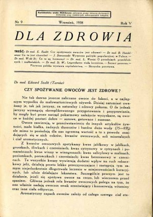 Pre zdravie. Mesačník. R.5 (1938). Č. 9 (september 1938)