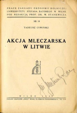 Tadeusz Cywinski: Dairy action in Lithuania, 1938 only edition