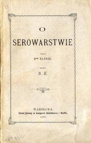 Hippolyt Ludwig von Klenze: On cheesemaking under D-ra Klenze, only edition 1895