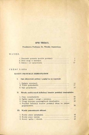 Mieczyslaw Sowinski: Production costs of agricultural products..., only edition of 1931