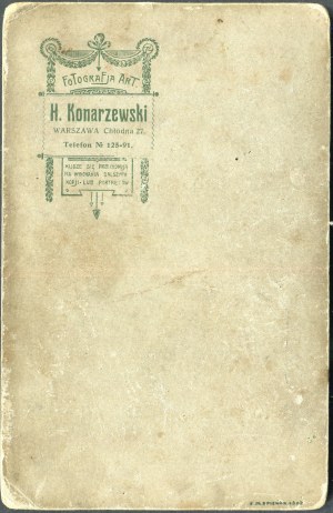 WARSZAWA, Fotografia kartonikowa z atelier H. Konarzewski