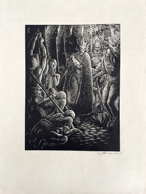 Stefan Mrożewski (1894-1975), Otroci před králem z cyklu Král ve zlaté masce, Paříž, 1929.
