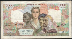 Francúzsko. 5000 frankov 1945