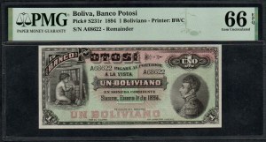 Bolivie. Banco Potosi 1 Boliviano 1894