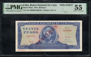 Cuba. Banco Nacional 20 Pesos 1971 Specimen