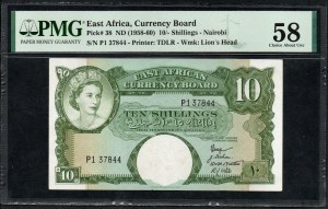 Východná Afrika. Menová rada 10 šilingov 1958-60