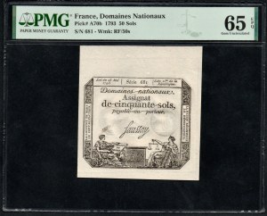 France. Domaines Nationaux 50 Sols 1793