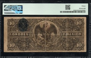 Mexique. Banco de Londres y Mexico 10 Pesos 1909