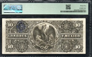 Mexique. Banco de Londres y Mexico 10 Pesos 1913