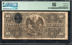 Mexique. Banco de Londres y Mexico 10 Pesos 1910 Durango
