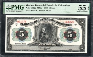 Meksyk. Chihuahua 5 Pesos 1913
