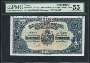 Tonga. 5 funtów 1950 SPECIMEN