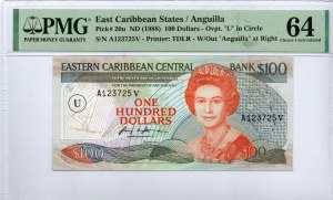 États des Caraïbes orientales. Anguilla 100 Dollars 1988