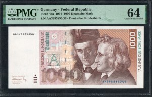 Německo. 1000 marek 1991