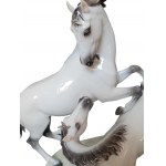 Huge porcelain figure of a group of horses by H. Meisel