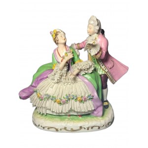 Antike Figurine Dresden Potschappel Spitze Rokoko Paar