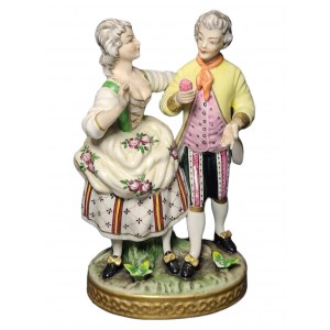 MEISSEN, Man and woman on oval base on grass