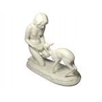 Naked young woman with deer, Hutschenreuter, 20th century