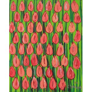 Edward Dwurnik, 1943 - 2018, Pomarańczowe tulipany, 2016