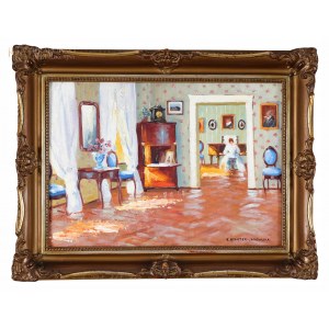 Bronisława RYCHTER-JANOWSKA (1868-1953), Wnętrze dworku w słoneczny dzień