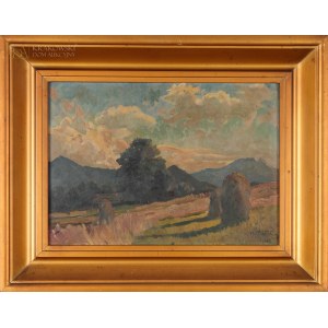 Michał STAŃKO (1901-1969), Pejzaż ze snopami (1958)