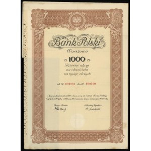 Polska, 10 akcji po 100 złotych = 1.000 złotych, 1.04.1934, Warszawa