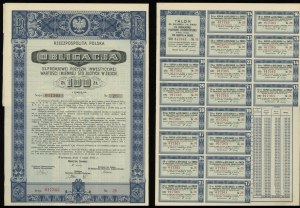 Republic of Poland (1918-1939), 2 x bond of 3% premium investment loan for 100 zlotys in gold, 1.05.1935