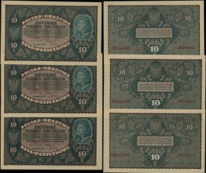 Poland, set: 3 x 10 Polish marks, 23.08.1919