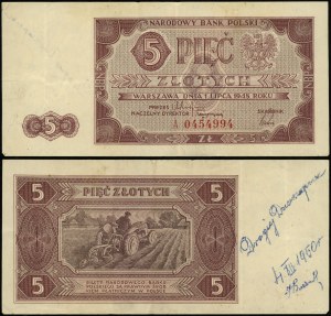 Pologne, 5 zloty, 1.07.1948