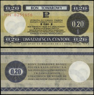 Pologne, bon de 20 cents, 1.10.1979
