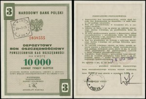 Polonia, un buono di deposito a risparmio per un importo di 10.000 PLN, senza data.