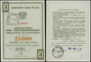 Pologne, un bon de dépôt d'épargne d'un montant de 25 000 PLN, non daté