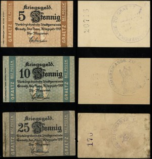 Grande Pologne, set : 5, 10 et 25 fenigs, 1917
