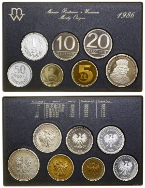 Poland, vintage set of circulation coins - prooflike, 1986, Warsaw