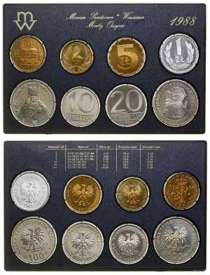 Poľsko, historická sada obehových mincí - prooflike, 1988, Varšava