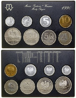 Polonia, serie vintage di monete in circolazione - tipo proof, 1990, Varsavia