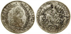Autriche, 20 krajcars, 1768 B, Kremnica