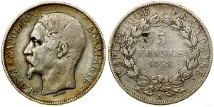 Francie, 5 franků, 1852 A, Paříž