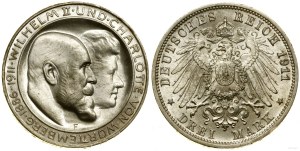 Německo, 3 marky, 1911 F, Stuttgart