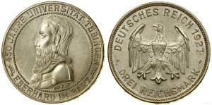 Nemecko, 3 marky, 1927 F, Stuttgart